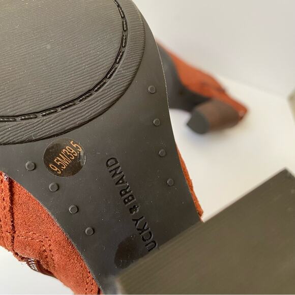 Lucky Brand Listana Heeled Open Toe Suede Zip Up Shoes NWOB size 9.5 - Picture 8 of 10